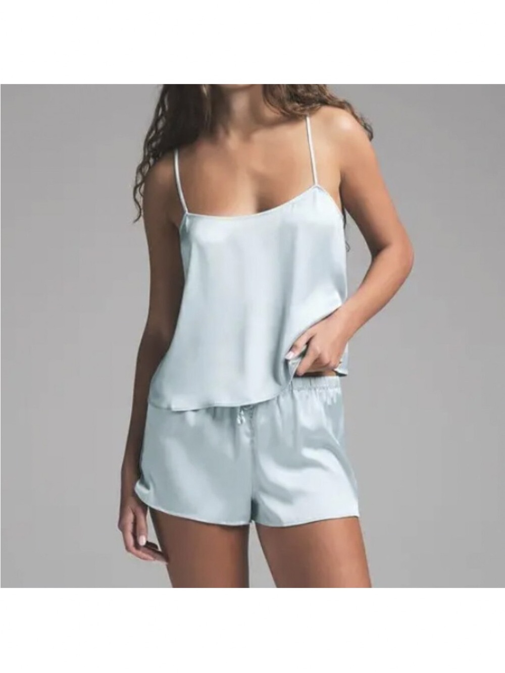 SKIMS Silky Light Blue Cami & Short Sleep Set